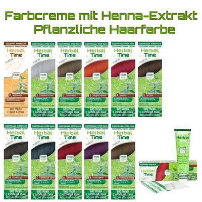 Herbal time 100% Bio Henna Haarfarbe Creme Color Pflanzen Naturhaarfärbemittel