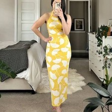 DVF for Target Halter Tie Neck Ginkgo Yellow Sweaterknit Midi Dress