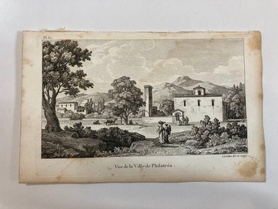 Old Engraving 1820 Ville de Philatrea ''Lettres sur la Moree Const/le''