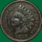 1909 Indian Head Cent Choice Very Fine VF+ Coin #38652