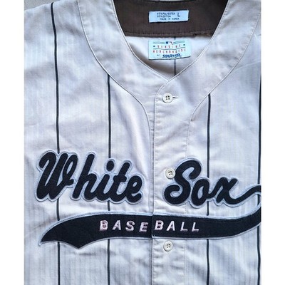 Chicago White Sox 90s STARTER Vest SCRIPT jersey L cream Pinstripe