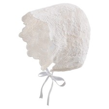 Baby Girl Bonnet Eyelet Lace Cotton Christening 0-3 Months, Big Flowers