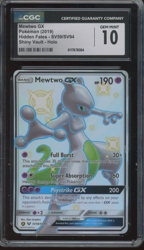 2019 Pokemon Hidden Fates Shiny Vault Holo #SV59 Mewtwo GX Gem Mint CGC 10