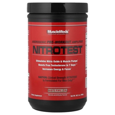MuscleMeds Nitrotest Pre-Workout Supplement Drink, Boost Nitric Oxide, Testos...