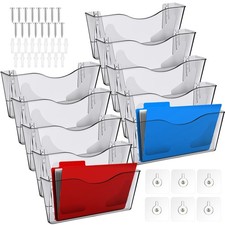 10 Pack Acrylic Single Pocket Hanging File Organizer, Plastic Hanging Wall Mo...