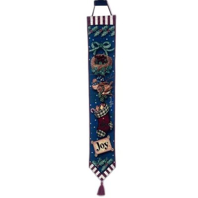 VTG Christmas Holiday Hanging Wall Banner Tapestry 40''x7'' Vicky Howard Birds