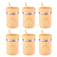 6 X 1 St. Babylove Trinkhalmbecher Edelstahl/Silikon Apricot, 300 Ml