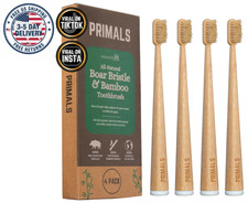 Boar Bristle Bamboo Toothbrush 4 Pack Natural Bristles Eco Friendly Oral Care