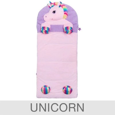 Hug Fun Kids Animal Slumber Sleeping Bag. Pink Unicorn Plush Stars