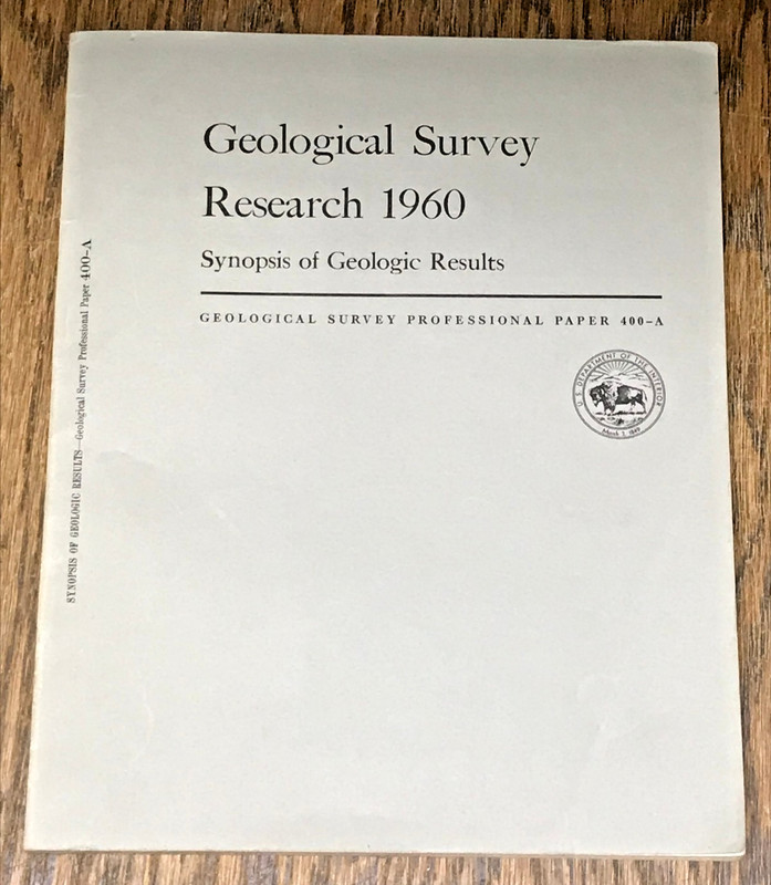 Geological Survey Research 1960 Synopsis of Geologic Results Regional US Geology