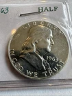 1963 -P 50C (Proof) Franklin Half Dollar Nice Bell 🛎️ Lines Mirror Finish