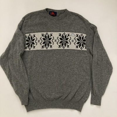 Vtg Robe di Kappa Heather Gray Nordic Snowflake Lambswool Men's Sweater M