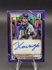 2024 Bowman Chrome Prospect Autographs Brady Cerkownyk Purple Ref /250 #CPA-BCE