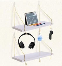 -Pack Cubicle Shelf For Fabric Walls With Hooks  1x6.0in Wooden Cubicle 2 White