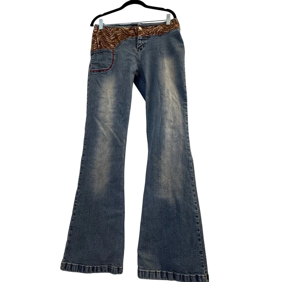 Vintage Dead stock asymmetrical Denim Zebra Print Brand- Yi Jue Y2K 90s - Image 2 of 4