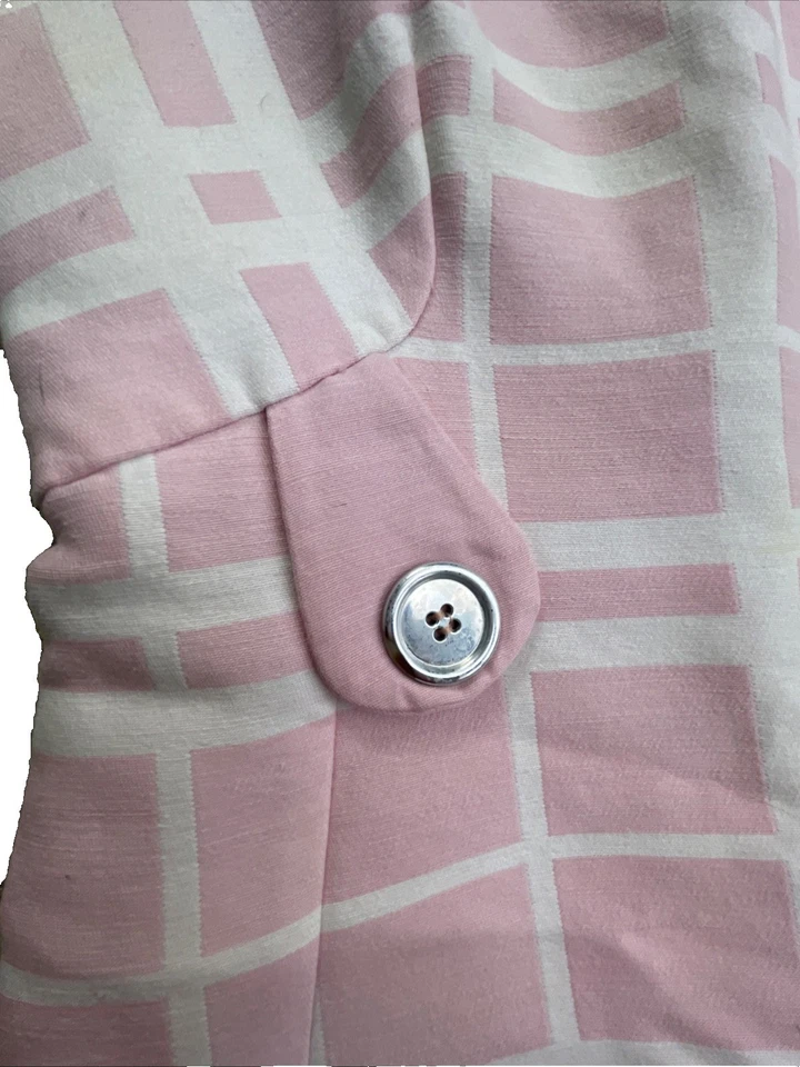 Vestido sin mangas vintage años 60 Eloise Curtis Happenstance rosa y blanco mod Foto 2 de 4