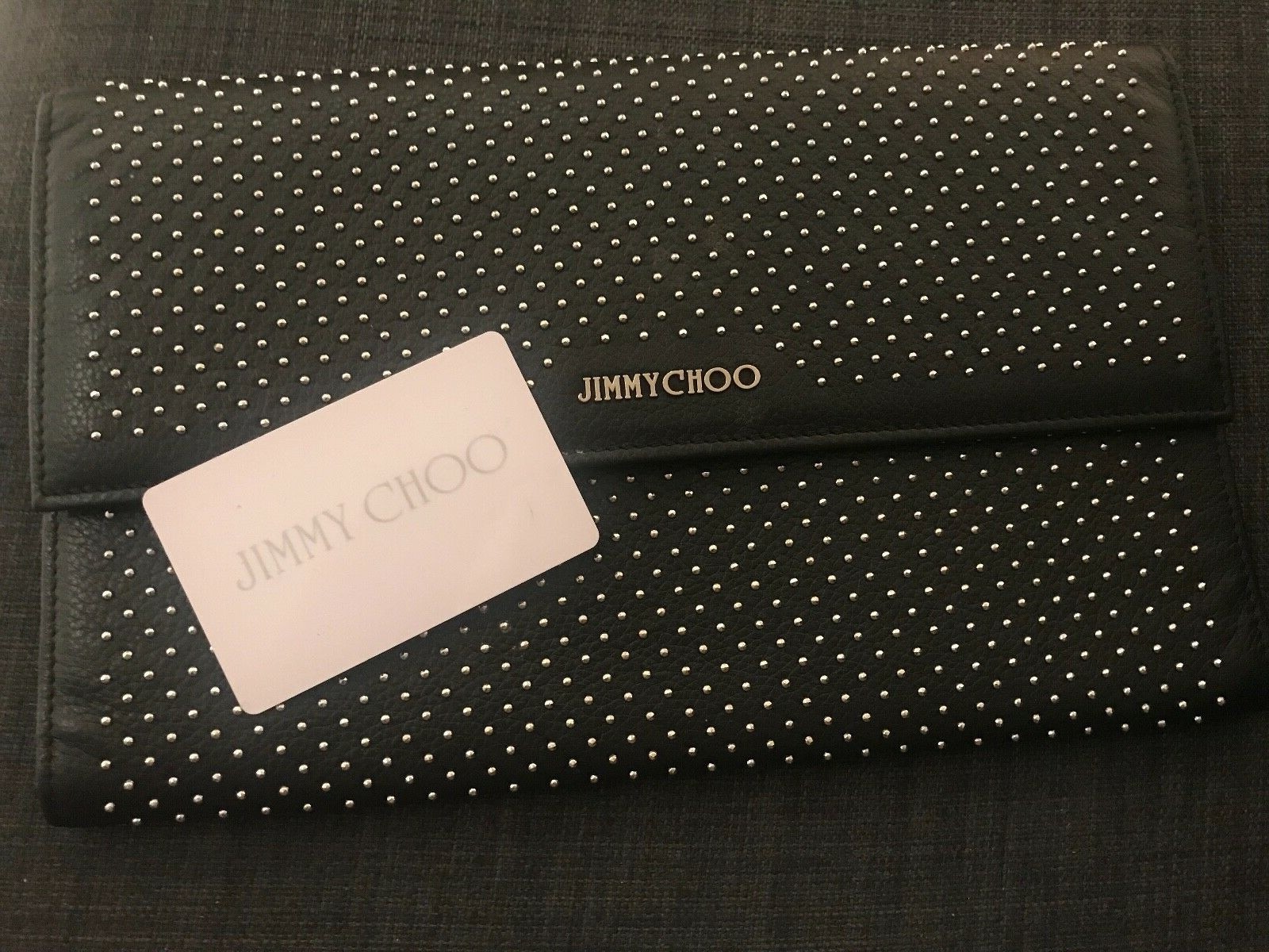Jimmy Choo Frittura in pelle nera con borchie, borsa da sera donna designer