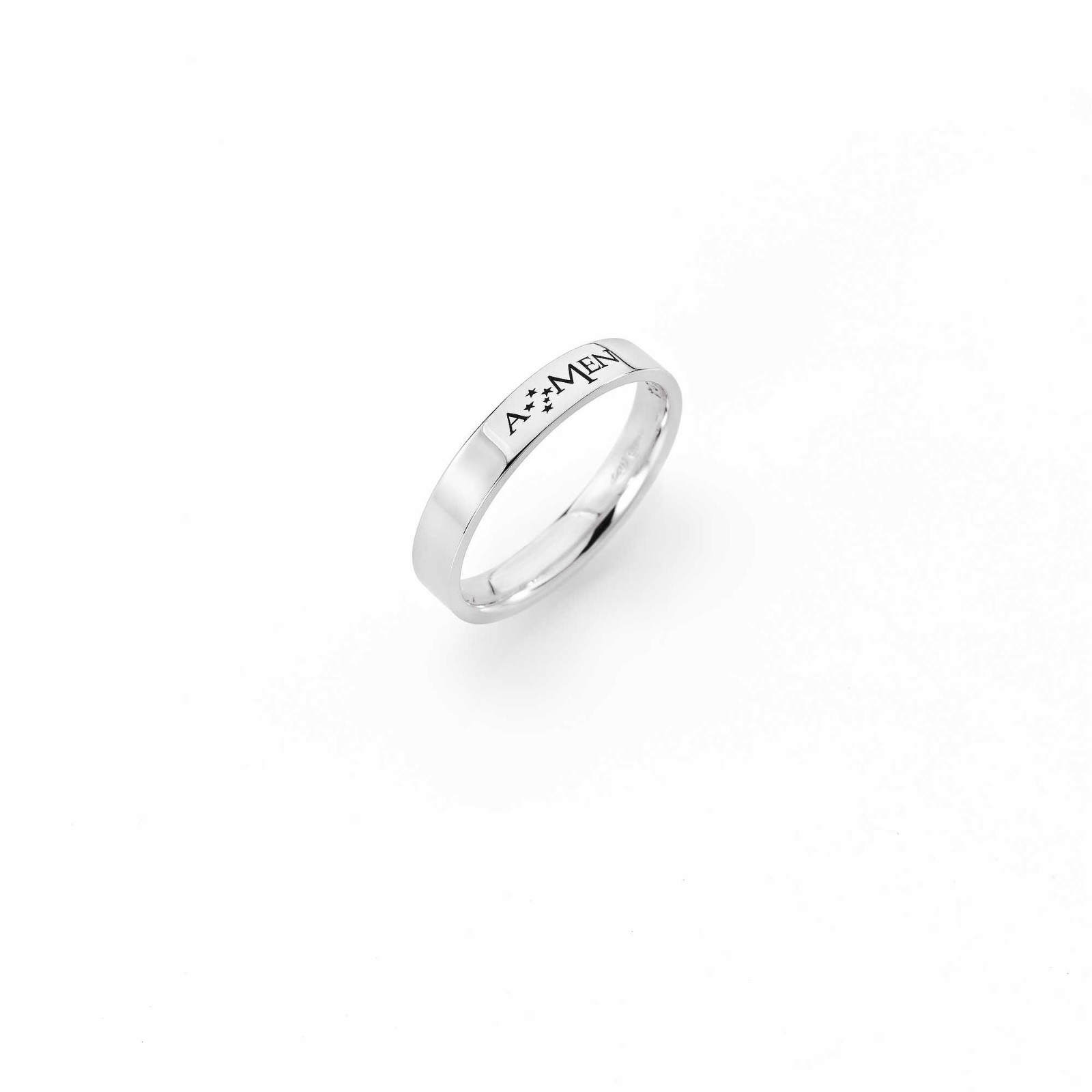 Кольцо унисекс Гладкая белая полоска Amen FE001 Серебряное кольцо Silver 12590₽