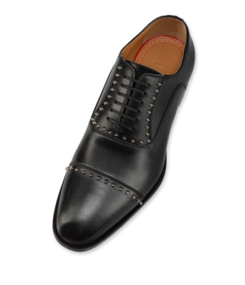Christian Louboutin Cloocloo Flat Black Leather Spike Oxford Dress Loafer 40 7 Christian Louboutin Cloocloo Flat Black Leather Spike Oxford  main image 2