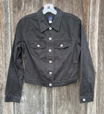 Vintage Y2K Gap Womens XS Black Button Up Denim Jean Jacket Goth Gothic  Hipster