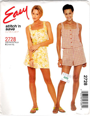 Vintage McCall's Stitch Save Size 4 to 10 Misses Shorts Top UNCUT Pattern 2728