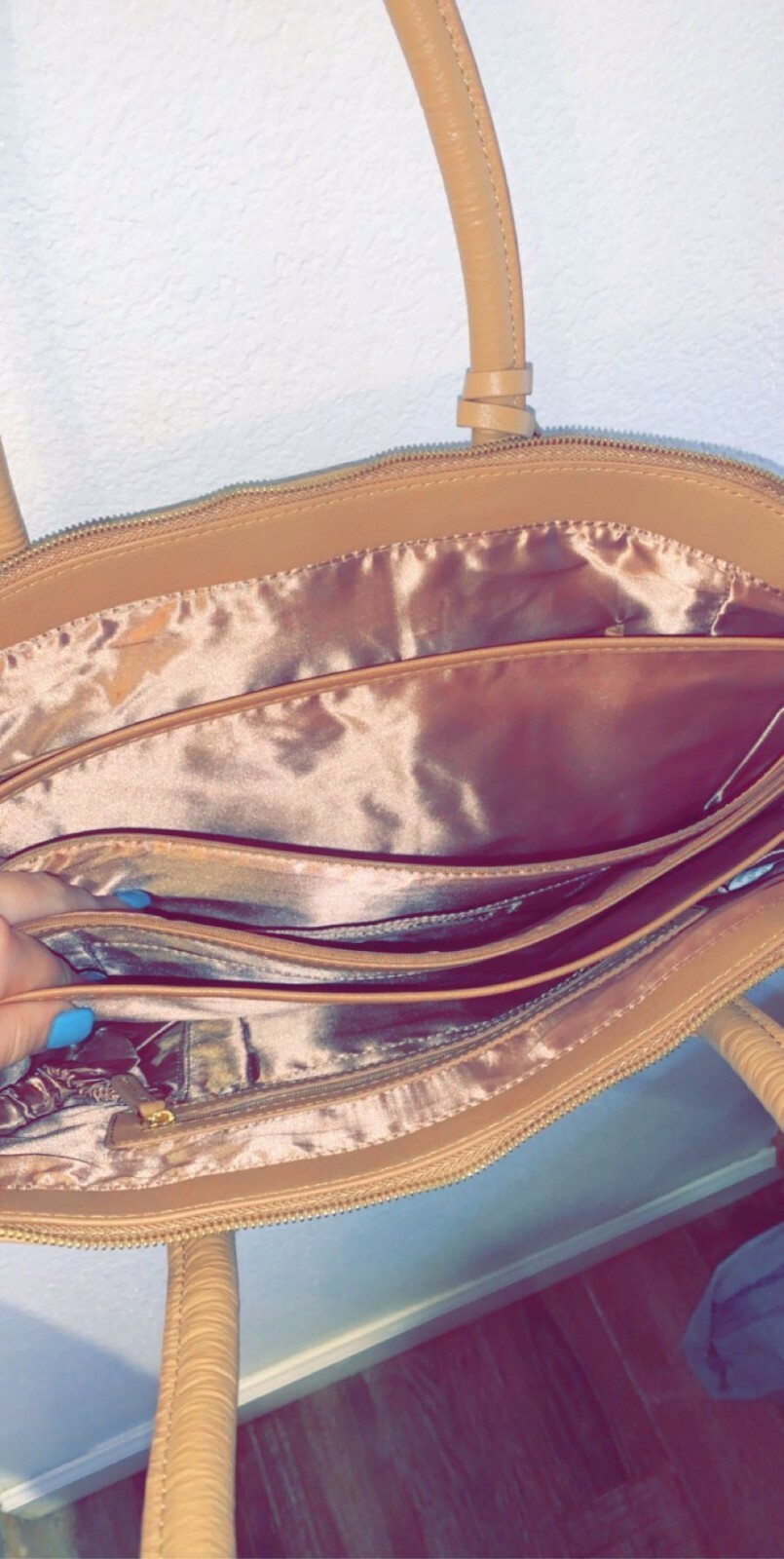 Joy & Iman Tan Leather Best Friend Tote Handbag Purse Gem