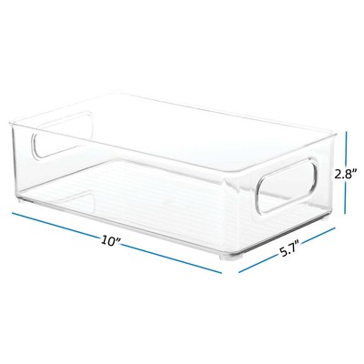 2 Pack Clear Plastic Storage Organizer Bin with Handles