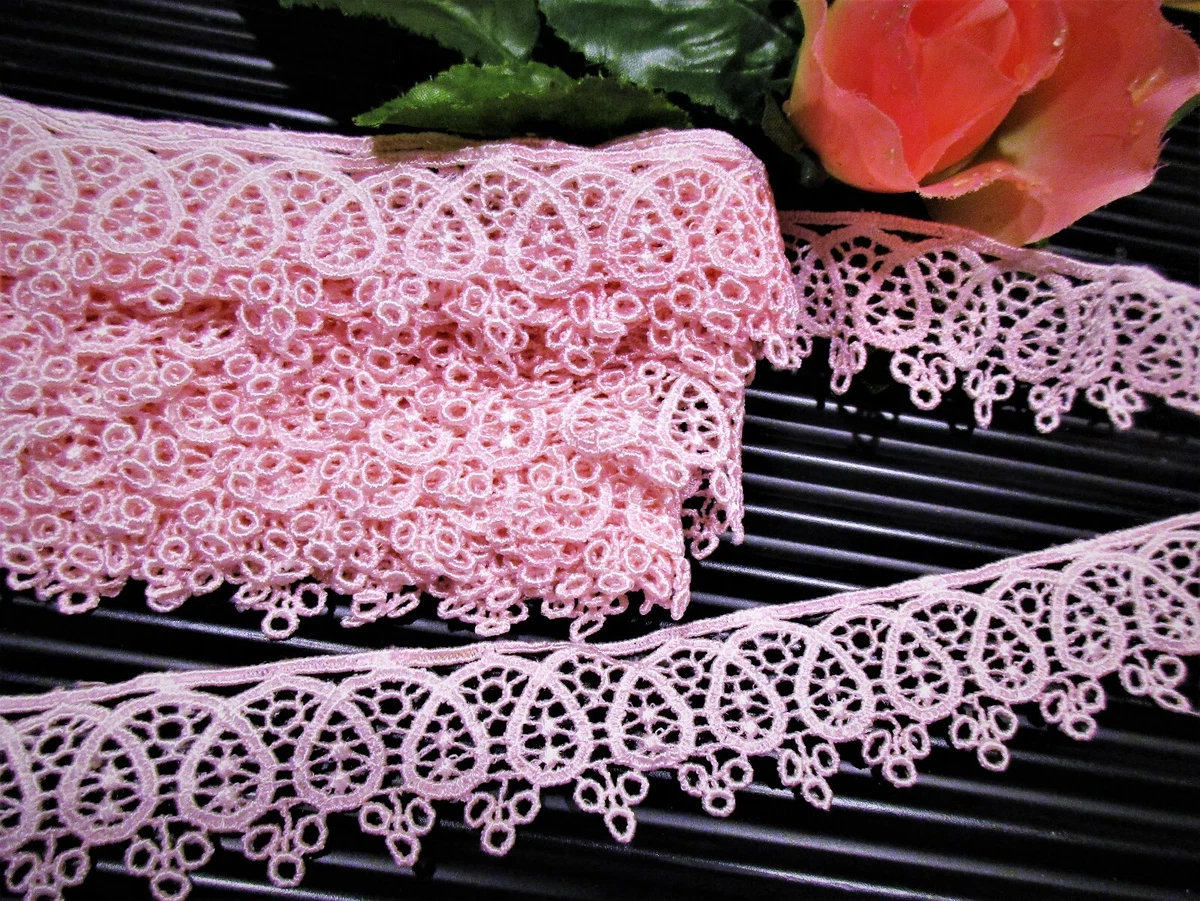 Pink lace trim cheap by the yard