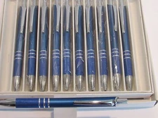  LOT OF 10 BLUE TERZETTI SLEEK BALLPOINT PEN W/ SURE GRIP-BUY MORE AND SAVE