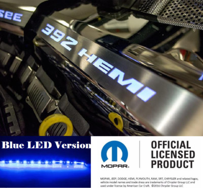 Polished Fuel Rail Covers w/ Blue LED Inlay | 2011-22 Challenger 6.4L 392 Manual