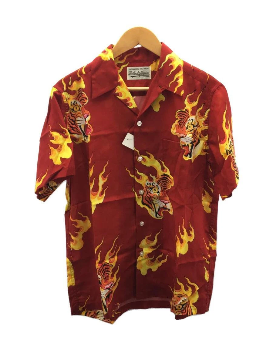 Wacko Maria TIM LEHI HAWAIIAN SHIRT TYPE-3 Red Lyocell Size S Used