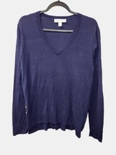 Michael Michael Kors M Blue V Neck High Low Long Sleeve Tunic Sweater 1460