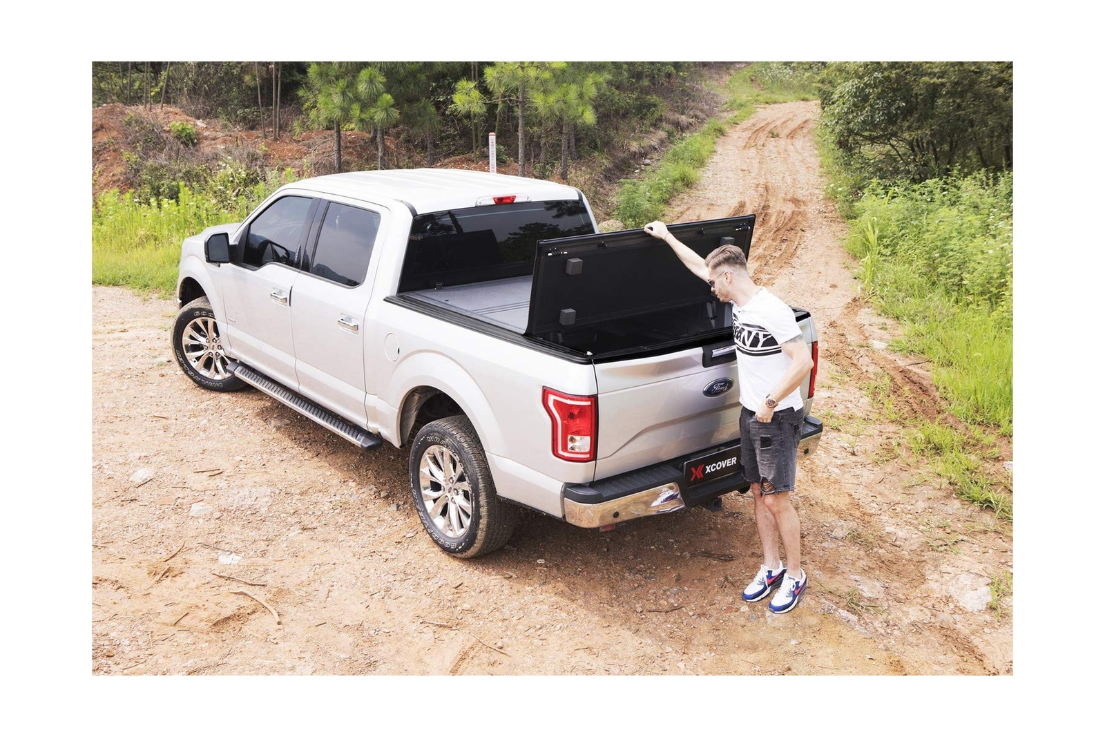 Xcover Low Profile Hard Folding Truck Bed Tonneau Cover, Compatible