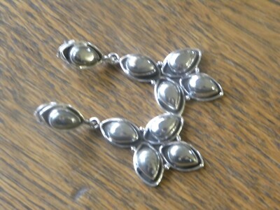 PYRITE & STERLING SILVER HAND MADE EARRINGS 1-1/2''