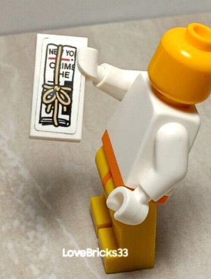 LEGO New York Times Square Newspaper Rolled Up Tied in String Bow CRIME Article