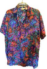 Vintage Gold Label Victoria's Secret Sleep Shirt Sheer Floral Button Front Sz. M