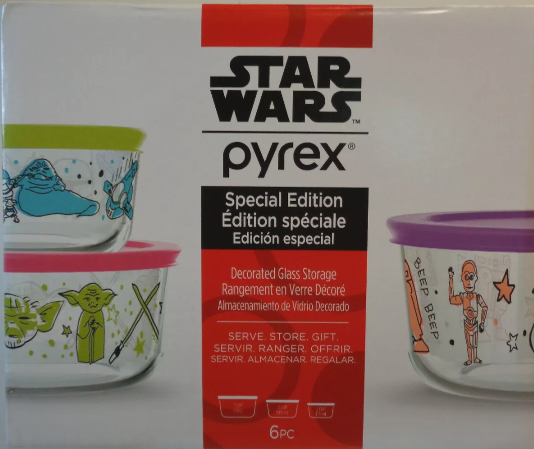 PYREX Storage Star Wars Special Edition 12-pc Set Yoda R3d2 Darth