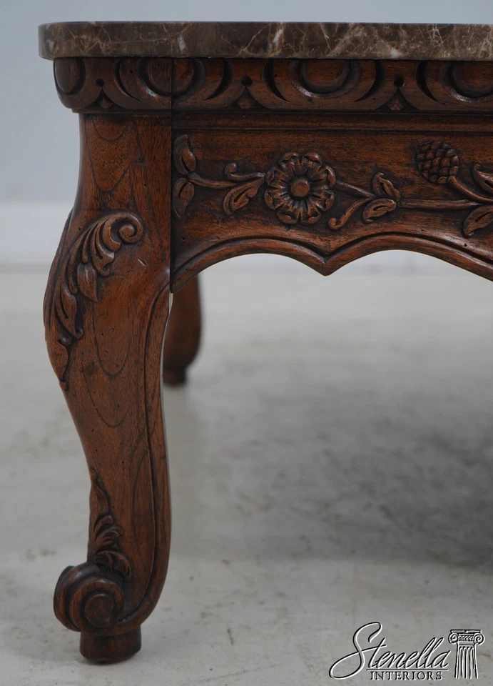 64046EC: Mesa de centro francesa estilo Luis XV con tapa de mármol tallada Foto 4 de 4