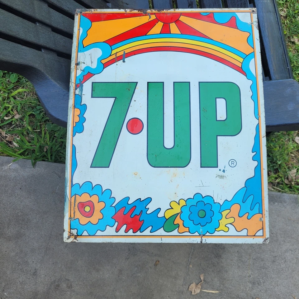 ORIGINAL lithography sign | 7UP psychedelic flowers - Image 2 of 4