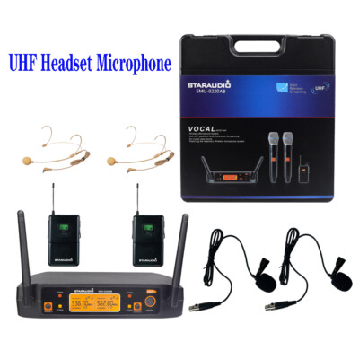 2 Channel Wireless UHF Microphone System Headset Lavalier Bodypack DJ Microphone