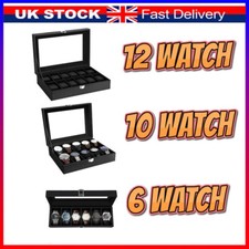 6/10/12 Grid PU Leather Watch Display Case Storage Jewelry Collection Holder Box