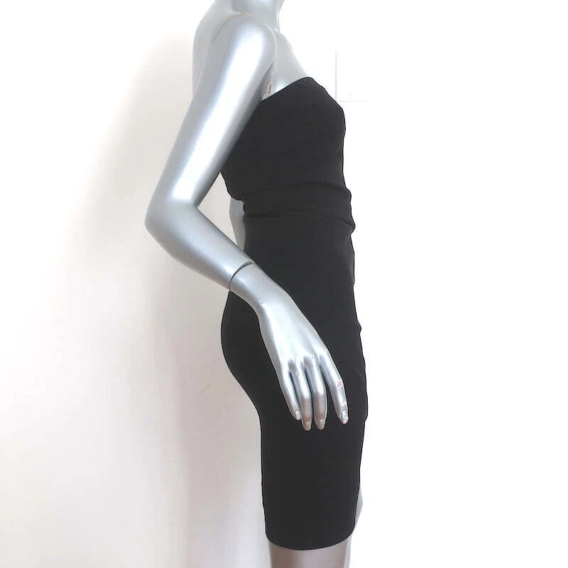 Mini Vestido Donna Karan Sin Tirantes Negro Elástico Seda Talla US 4 Foto 4 de 4