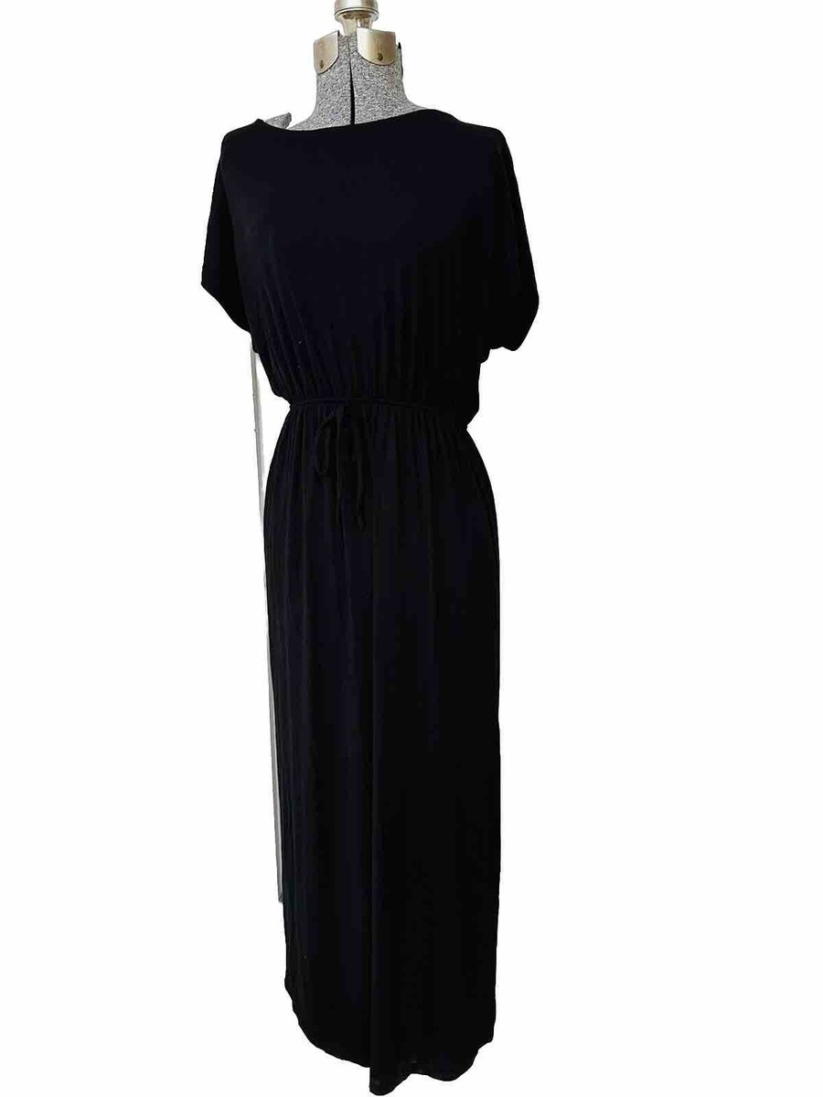 MINT Green Envelope BLACK Jersey Midi Long Slit T Shirt Dress size M