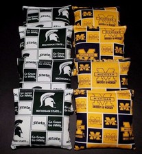 MICHIGAN State MSU U of M WOLVERINES CORNHOLE BEAN BAGS ACA Regulation Game