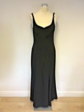 SIMON ELLIS BLACK LATTICE FLOWER TRIM BACK LONG EVENING DRESS SIZE 12 