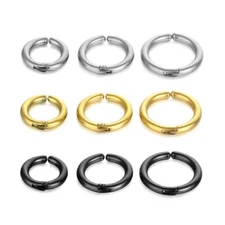 Stainless Steel Clip On Non-Piercing Fake Hoop Earrings for Women Men 10mm 12mm