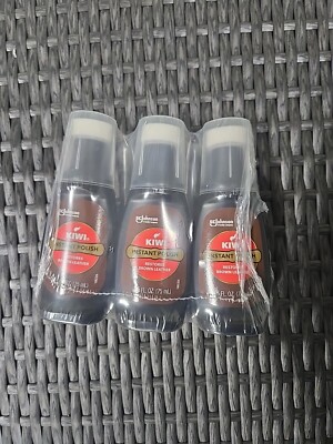 NEW Kiwi Liquid Wax Instant No-Buff Shine, Brown 2.50 Ounces (3-pack)