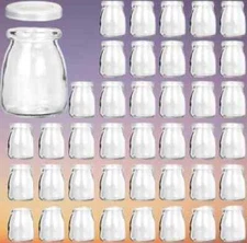 Glass Jars, KAMOTA 40 PACK 4 oz Clear Yogurt Jars With PE Lids, Glass Pudding