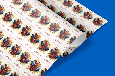 Geschenkpapier Spiderman personalisiert - individueller Name & Anlass | Geschenkpapier Kinder