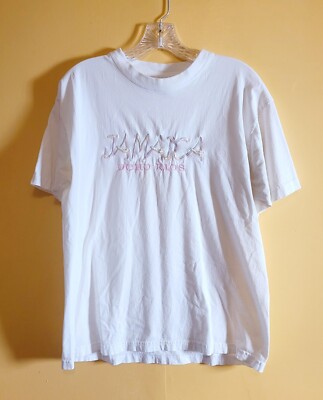Jamaica Ocho Rios T-Shirt White Medium Embroidered VR Tees Tag Free Shipping